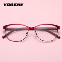 YOOSKE Anti Blue Light Cat Eye Reading Glasses Women Alloy Eyeglasses Presbyopia Prescription +1.5 2.0 2.5 3.0 3.5 4.0 Diopter