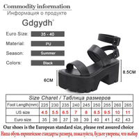 Original Gdgydh 2021 New Arrival Summer Women Platform Sandals Thick Bottom Ankle Strap Sandals High Heels Open Toe Black Gothic Shoes