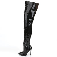 Original jialuowei Thigh High Boots Stiletto Heels Sexy Full Zipper Over-the-knee Long Boots Lacquered Patent Black Plus Size 36-46