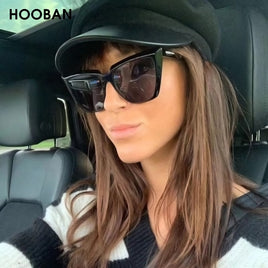 HOOBAN - Stylish Cat Eye Women Sun Glasses Classic Big Frame Cateye Sunglasses For Ladies Vintage Leopard Eyeglasses UV400