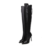 Original Sexy  women knee high boots hollow out summer bootsribbon lace up thigh high boot out strappy gladiator heels
