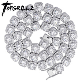 Original TOPGRILLZ 10MM Quality Clustered Tennis Chain Necklace Mens Iced Out  Bling CZ Charm Hip Hop Jewelry