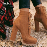 Original Perixir Boots-women Autumn Winter Footwear 2020 New Ankle Boots High Heels Faux Suede Platform Feminine Shoes Women&#39;s Booties
