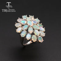 Original TBJ, Top quality Natural Opal Luxury gemstone Ring oval cut 4*6mm 21 piece 10.5ct  925 sterling silver fine jewelry for women