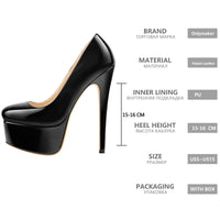 Original Only maker 6 Inches Stiletto Heels Women&#39;s 16cm Extremely High Pumps Platform Shoes Large Sizes Basic Solid Color Plus size 46