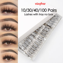 Visofree 30/40/100 Pairs Lashes Bulk Mink Eyelashes 3D Mink False Eyelashes 100% Cruelty-free Dramatic Eyelashes 25mm 5D Lashes