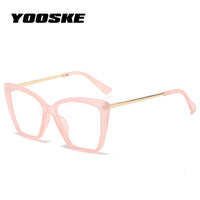 YOOSKE Transparent Oversized Eyeglasses Frames for Women Vintage Cat Eye Glasses Frame Anti Blue Light Eyeglass Computer Lens