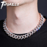 Original TOPGRILLZ 16mm Miami Baguette Cuban Chain Necklace High Quality Micro Pave Iced Out Cubic Zirconia Hip Hop Jewelry Gift