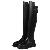 Original Krazing Pot High Quality Cow Leather Platform Thigh High Boots Round Toe Casual Winter Shoes Zip Dress Over The Knee Boots L92