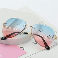 Original Rimless Sunglasses Women Brand Designer Sun Glasses Gradient Shades Cutting Lens Ladies Frameless Metal Eyeglasses UV400