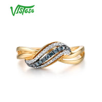 Original VISTOSO Genuine 14K 585 Yellow Gold Sparkling Fancy Blue Diamond Ring For Women Luxury Engagement Anniversary  Lady Fine Jewelry