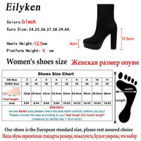 Original Eilyken 2022 New Fashion Autumn Winter High heels Ankle Boots Women Thick Heel Platform Boots Ladies Worker Boots size 41 42