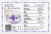 Original Free Sent Certificate Fashion Women Wedding Jewelry Cute Heart Purple Crystl Amethyst Tibetan Silver 925 Ring Dropshipping R988
