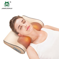 JinKaiRui Neck Massage Pillow Infrared Heating Shiatsu Massager Device Kneading Massage with wave curve design healthy Massager