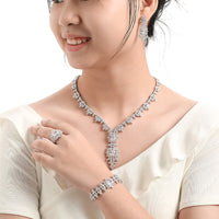 Original Jewelry Set HADIYANA Vintage Women Wedding Party Necklace Earrings Ring And Bracelet Set Cubic Zircon CNY0061 Conjunto de joyas