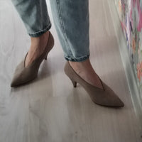 VANGULL - Original 2020 hot women Genuine Leather shoes plus size 22-26.5cm Sheep suede women pumps Shallow mouth single shoes high heels 7.5cm