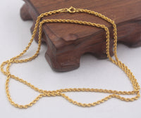 Original Real Pure 18K Yellow Gold Chain 2mmW Rope Women&#39;s Link Wealthy Gift Best Women Necklace Chain