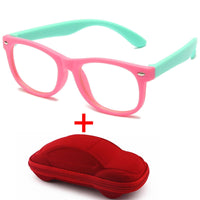 HOOLDW - Original New Anti blue Light Kids Glasses Boys Girls Optical Frame Computer Transparent Glasses Children Silicone Soft Eyeglasses