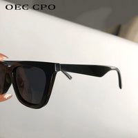 OEC CPO - Original Lady Vintage Small Square Sunglasses Women Brand Clear Yellow Lens Punk Sun Glasses Female Eyeglasses UV400 Goggles