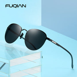 FUQIAN - Original 2022 Round Polarized Sunglasses Men Women Fashion Rimless Sun Glasses Male Ultra Light TR90 Driver&#39;s Eyeglasses UV400