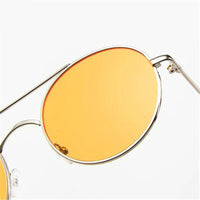 RBRARE - Original 2021 Metal Luxury Brand Sunglasses Women Vintage Luxury Brand Ocean Lens Eyeglasses Mirror Oculos De Sol Feminino Round