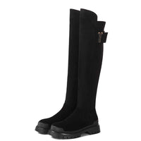 Original Krazing Pot High Quality Cow Leather Platform Thigh High Boots Round Toe Casual Winter Shoes Zip Dress Over The Knee Boots L92