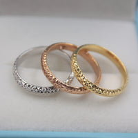 MISTER LI STORE - Original 18k Soild Gold Ring For Women Girl Star Shining Band Real Rose Gold Lucky Carved Ring US Size 7 &amp;8  Best Gift Ring  Jewelry