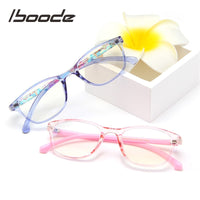 IBOODE - Original Oval Frame Kid Anti-Blue Light Glasses TR90 Retro Ultra light Eyeglasses Flat Mirror Boy Girl Class Glasses Frame Goggles