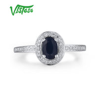 Original VISTOSO 14K White Gold Rings For Women Genuine Sparkling Diamond Fancy Blue Sapphire Engagement Anniversary Unique Fine Jewelry