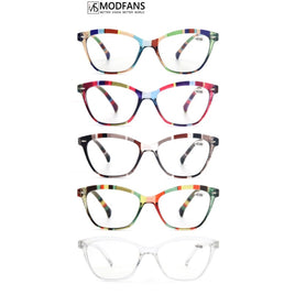 MODFANS - Original Fashion Ladies Reading Glasses Personality Cat Eye Rivet Decorative Frame Transparent Reading Computer