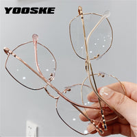 YOOSKE Transparent Glasses Frames Women Retro Oversized Optical Eyeglasses Female Fashion Irregular Metal Myopia Frame