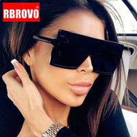 RBROVO - Original Square Oversized Sunglasses Women Luxury Brand Glasses for Women/Men Vintage Eyeglasses Women Mirror Gafas De Sol Mujer