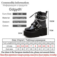 Original Gdgydh Autumn Winter Boots Women Sexy Chain Boots Ankle Buckle Strap Ankle Boots Square Heel Thick Sole Platform Rock Punk Style