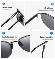 FUQIAN - Original 2022 Round Polarized Sunglasses Men Women Fashion Rimless Sun Glasses Male Ultra Light TR90 Driver&#39;s Eyeglasses UV400