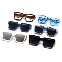 Original 2021 New Square Oversized Sunglasses Fashion Sky Blue White Color Eyewear Aolly Plastic Eyeglasses Frame UV400 Shade Driving