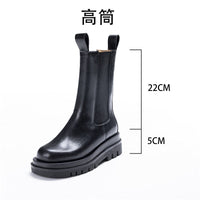 Original New Luxury Women&#39;s Chelsea Boots Leather Boots Autumn And Winter Platform Shoes Cavalier High Boots Shoes Ladies Ankle Boot Goth