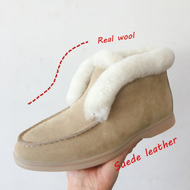 Original Ankle boots cow-suede-leather boots natural-fur Warm winter boots Slip-on snow boots for women