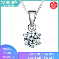 Original 95% OFF! Luxury Classic 1ct Lab Diamond Pendant Necklace With Box Chain White Gold Color Tibetan Silver 925 Necklace Women Gift