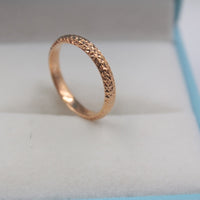 MISTER LI STORE - Original 18k Soild Gold Ring For Women Girl Star Shining Band Real Rose Gold Lucky Carved Ring US Size 7 &amp;8  Best Gift Ring  Jewelry