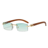 AH-MEE - Original Square Brand Designer Sunglasses Men Women Sun Glasses Wood Frames Rimless Black Eyeglasses Fashion Eyewear Gafas De Sol