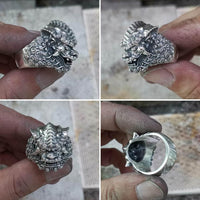 Original 925 Sterling Silver Chinese Style Lion Ring Mens Biker Punk Ring TA210 US Size 7~15
