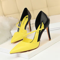 Original Korean-style Fashion Sweet High Heel Shoes Women High Heels Shallow Mouth Pointed Mixed Colors A- line with Thin Heeled Shoes