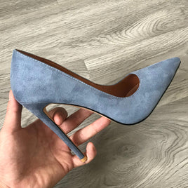 TUNATAKA - Original 10cm/12cm Heel Womens Pumps Suede Super High Heels Fetish Fashion Woman Pointed Toe Spike Heels Blue Black Beige Burgundy Shoes