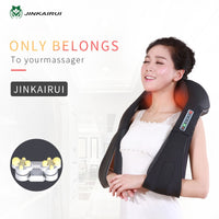 Jinkairui Electrical Neck Shoulder Back Body Massager Shiatsu Kneading Infrared Heated Massage Car Home Masaj Device with Box