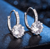 Original YANHUI Fashion Round 2.0ct Lab Diamond Zircon Drop Earrings For Women Wholesale Jewelry S925 Silver Color Earrings EH75