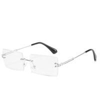 Original Seemfly 2020 Anti Blue Light Glasses Frame Women Men Rimless Fashion Luxury Square Clear Lens Eyeglasses Plain Mirror Eyewear