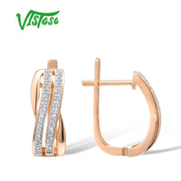 Original VISTOSO 14K 585 Rose Gold Earrings For Lady Glamorous Elegant Sparkling Diamond Earrings Luxury Wedding Engagement Fine Jewelry