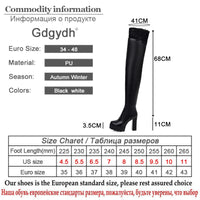 Original Gdgydh Sexy Lace Thigh High Boots For Plus Size Women Platform Shoes Over The Knee Boots Stretch Fabric Black Leather Winter New