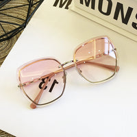 Original Famous Brand Design Rimless Women Sunglasses Luxury Glasses Lady Sun glass Woman 2022 Gradient Pink Blue Lens Eyeglasses Square