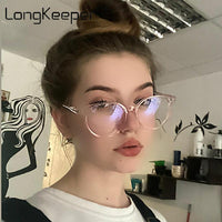 Original Longkeeper Fashion Women Anti-blue Light Glasses Luxury Brand Design Round Clear Lens Eyeglasses Female Optical Spectacle